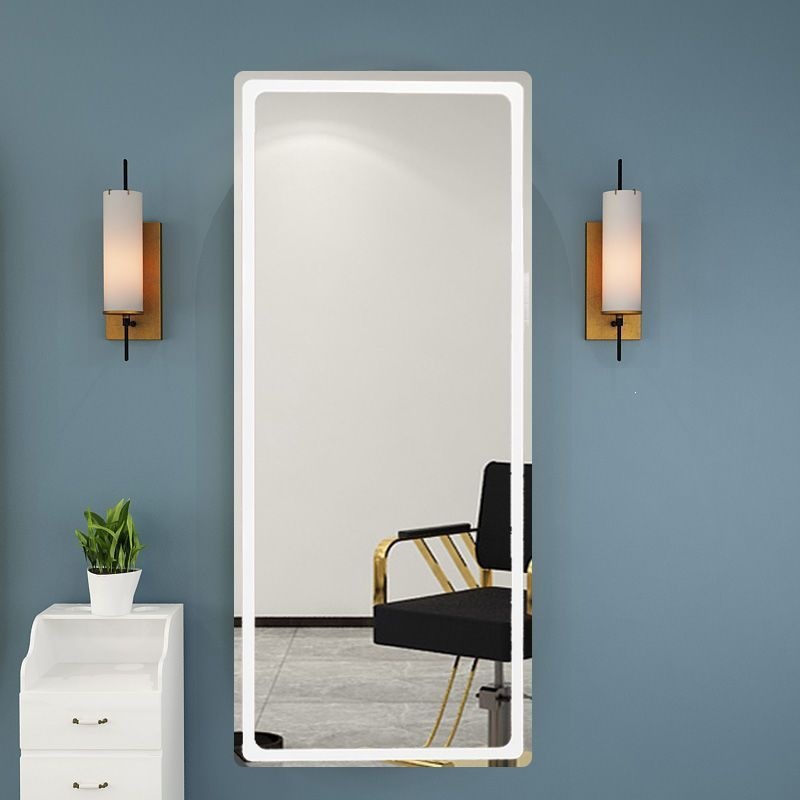 Espejo de peluquería simple, espejo especial de peluquería, espejo rojo con lámpara, espejo de pared, espejo de peluquería, espejo de peluquería