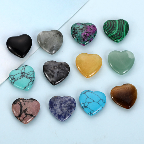 2cm non-porous natural crystal heart-shaped bare stone agate peach heart rough stone ornaments semi-precious stone jewelry accessories wholesale