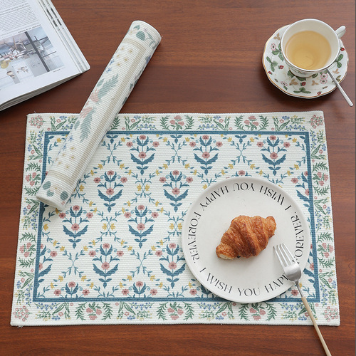 Simple home living room table mat cotton thread braided breathable dining table mat hotel western dining mat Nordic style home dining mat