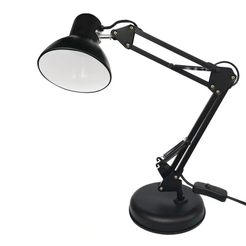 Lámpara de escritorio de lectura de protección ocular LED Lámpara de escritorio plegable de arte de hierro de estilo europeo y americano Clip de lectura de aprendizaje Lámpara de escritorio de protección ocular de brazo largo