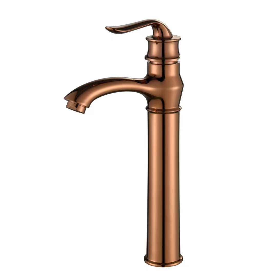 Oro antiguo nórdico, todo cobre, lujo ligero, lavabo sobre encimera, lavabo, lavabo giratorio, baño, grifo frío y caliente