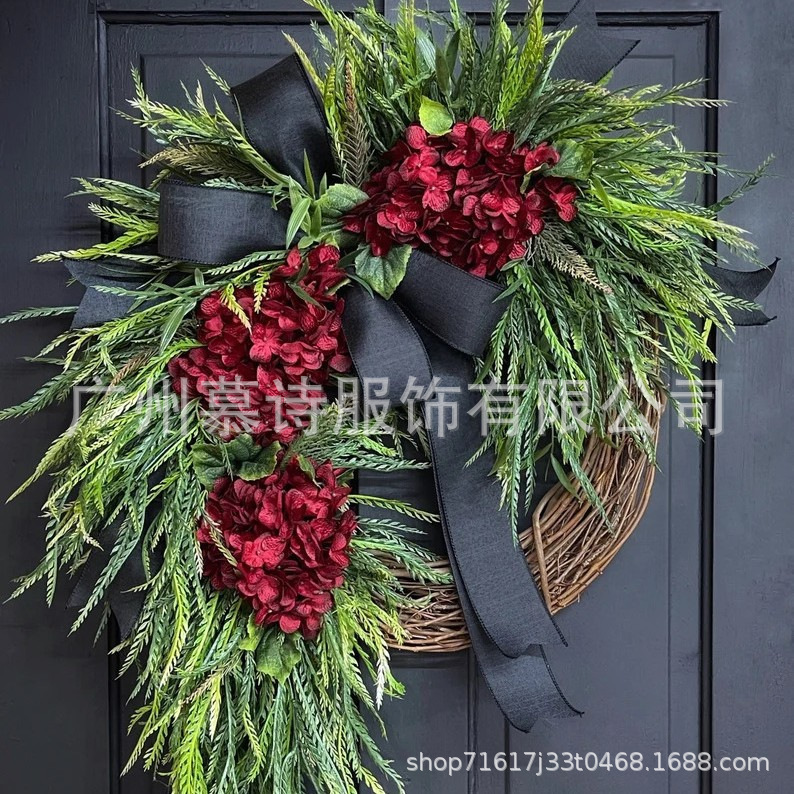 2025年秋季春香槟绣球柳叶花环跨境亚马逊Fall Hydrangea Wreaths|undefined