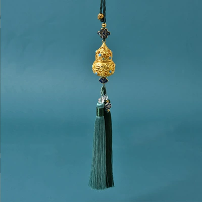 Chinese Style Peace Car Accessories, Car Hanging Gourd, Car Interior Fragrance Pendant, Car Rearview Mirror Hanging Ornament, Car Decoration, Popular Online Decoration Items (Car hanging) - hollow-gourd-dark-green