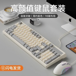High-Looking Mechanical Keyboard and Mouse Set Wired Keyboard and Mouse Laptop Girls Office Game Silent