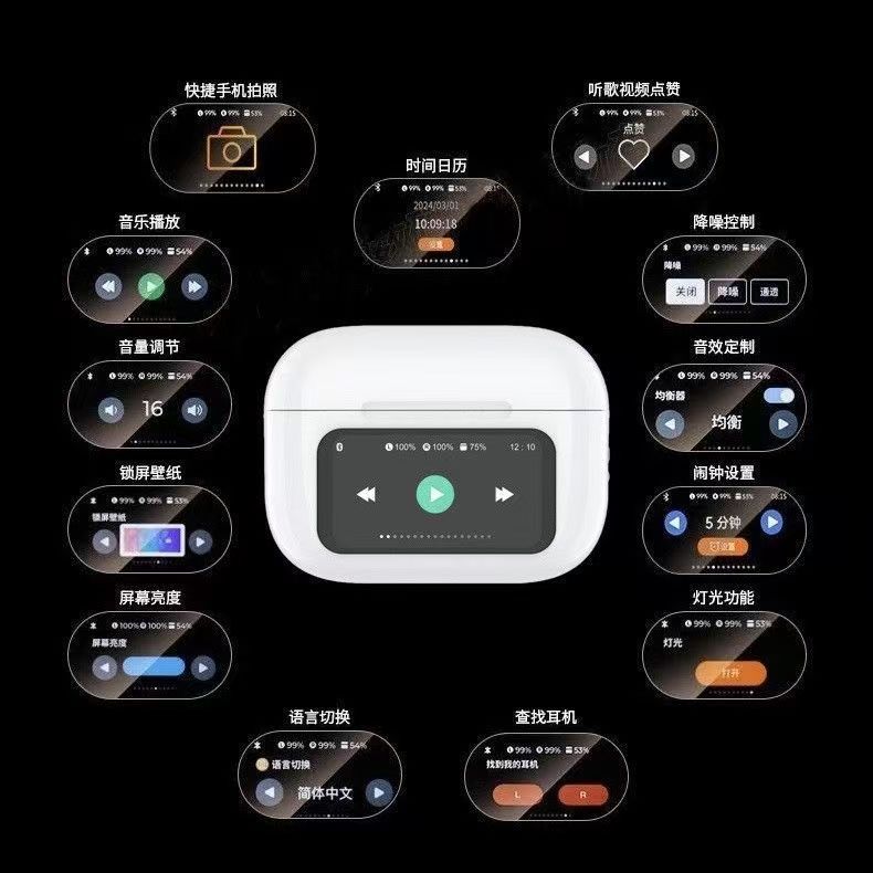 国境を越えた人気の a9pro ワイヤレス Bluetooth ヘッドセット、超長バッテリー寿命、インイヤー ANC ノイズリダクション、多言語、第 5 世代カラースクリーン|undefined