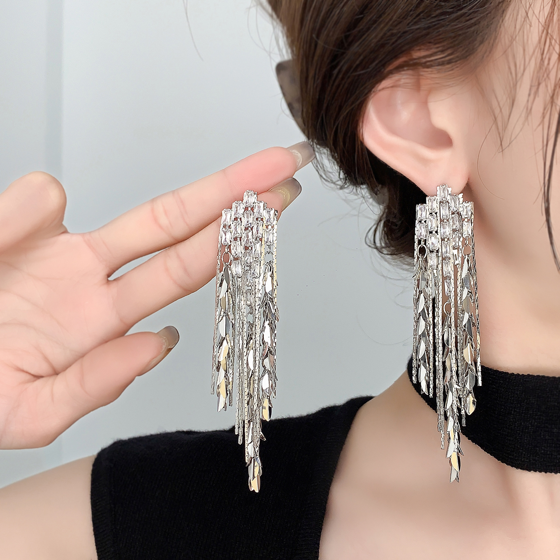 Designer Clip-earrings With Wheat Ear And Leaf Tassels Gold Silver_voghion.com