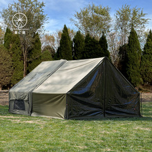军鑫户外露营充气帐篷黑胶天幕一室一厅免安装野营2-4人棉布防雨