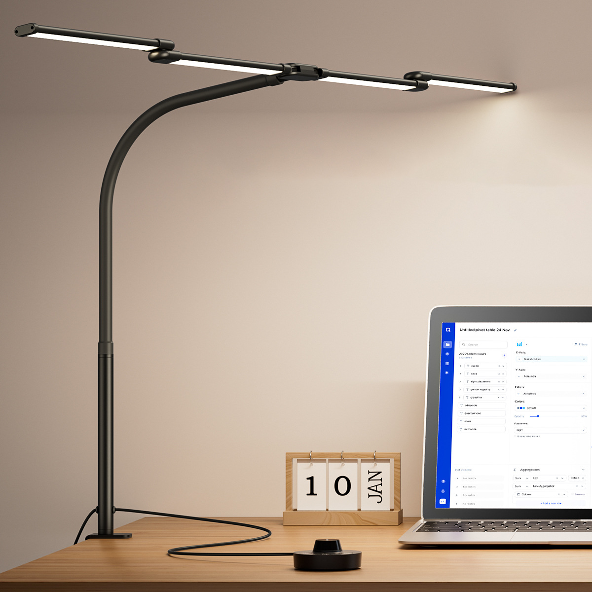 Eye Protection Desk Lamp Double-Headed Clip Lamp Led Desk Lamp Learning Work Lamp Computer Lighting Damping Switch Desktop Lamp