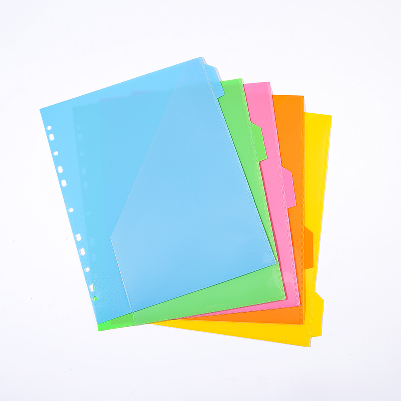 Tranbo/Carpeta de índice de color transfronterizo estándar completo Página de categoría 11 agujeros A4 Papel de partición 5 páginas PP Carpeta de oficina 10