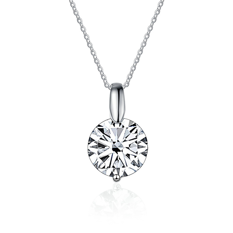 Colgante de plata esterlina 925 mujer simple collar de clavícula de bola 1 quilates 2 quilates 3 quilates collar de piedra de mosaico para enviar a su novia