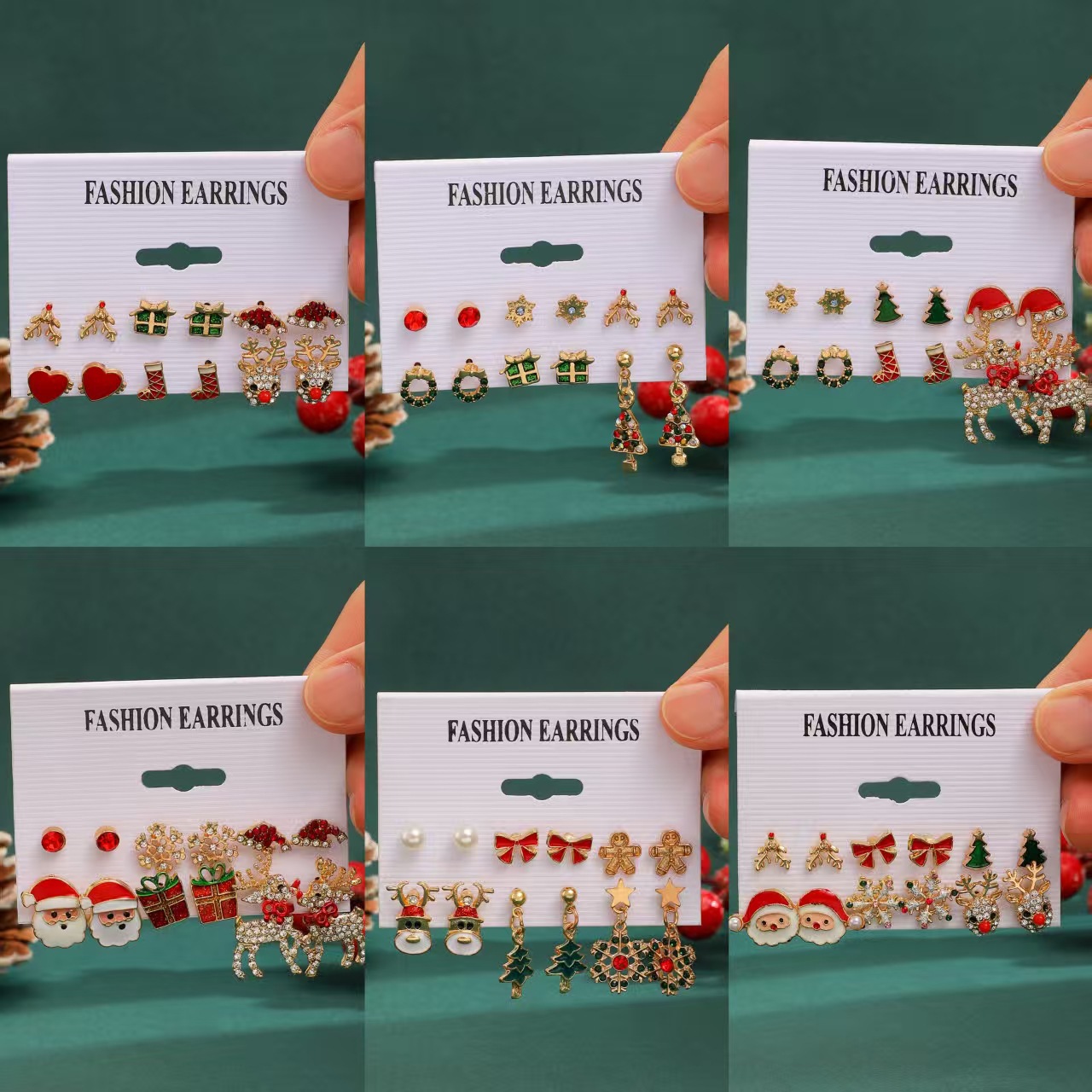 Cross-Border European and American Christmas Earrings Snowman Elk Christmas Tree Earrings Women's Christmas Pendant Cute Earrings