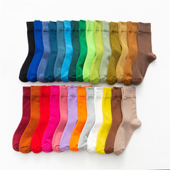 Women's cotton mid-calf solid color Japanese and Korean candy-colored pile socks for women ins trendy colorful mid-calf socks for sports