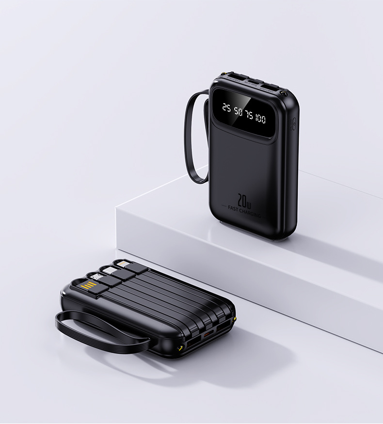 3C sertifikalı yüksek kaliteli tasarımlı mini 4 kablolu dahili 20000mAh taşınabilir şarj cihazı küçük ve pratik kurumsal hediye özelleştirmesi