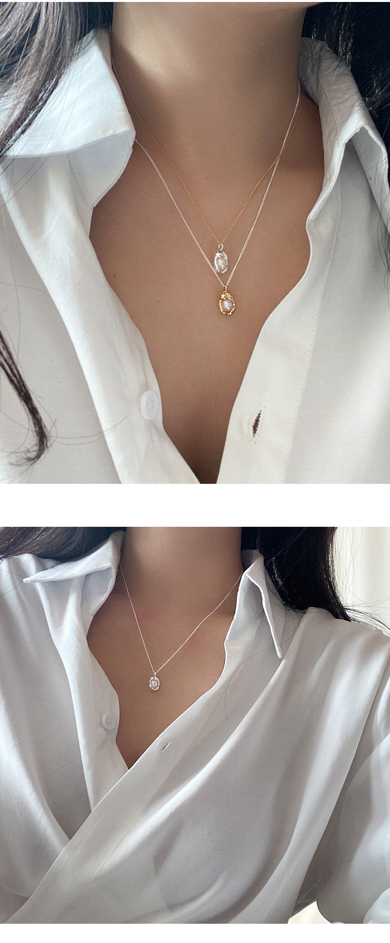 Simple Style Solid Color Pearl Copper Chain Inlay Artificial Pearls Pendant Necklace 1 Piece