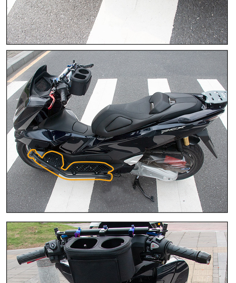 Suitable for 20-25 Models of Honda Pcx160, Modified Footrests, Aluminum Alloy Stainless Steel Bumpers, Anti-Fall Bars