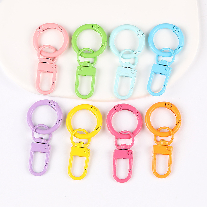 Candy Color Door Buckle Plus Spring Buckle Combination DIY Jewelry Accessories Pendant Key Chain Open Ring Bag Pendant
