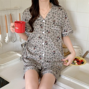 2024 Summer New Short-sleeved Shorts Pajamas Set for Women with Lapels, Simple Can Be Worn Outside, Home Clothes for Women
