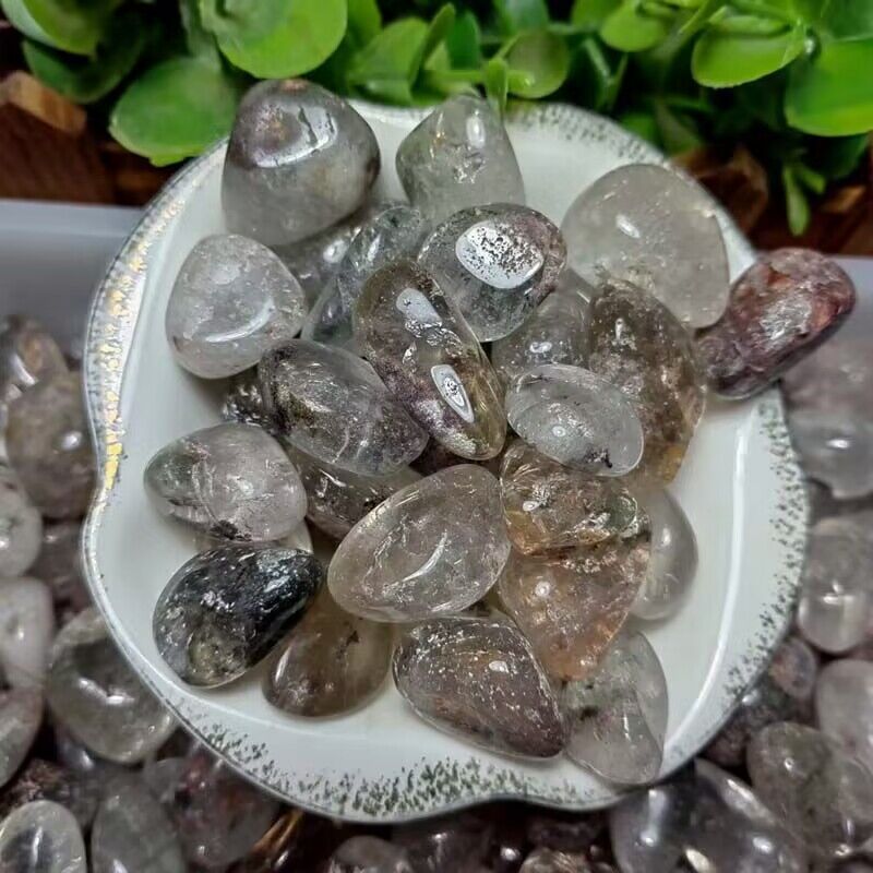 天然赤と緑のゴーストクリスタル砂利壊れた装飾品素材海外卸売多肉植物盆栽水槽石庭