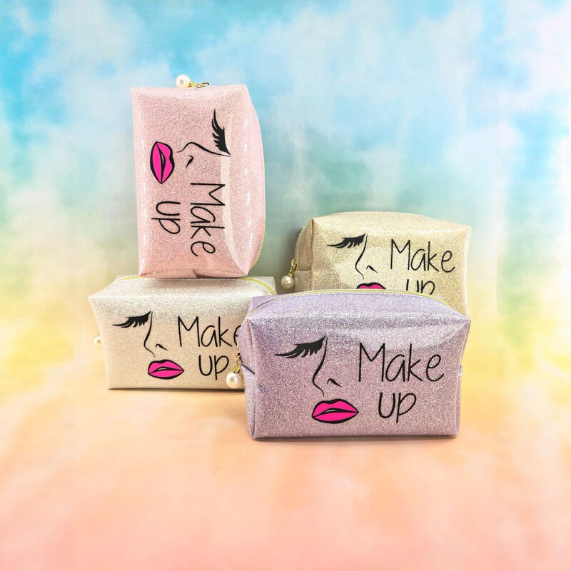 2025 New Glitter Cartoon Cosmetic Bag Women's Portable Storage Bag Cute Girly Heart Cosmetic Bag Bright Leather Storage Bag