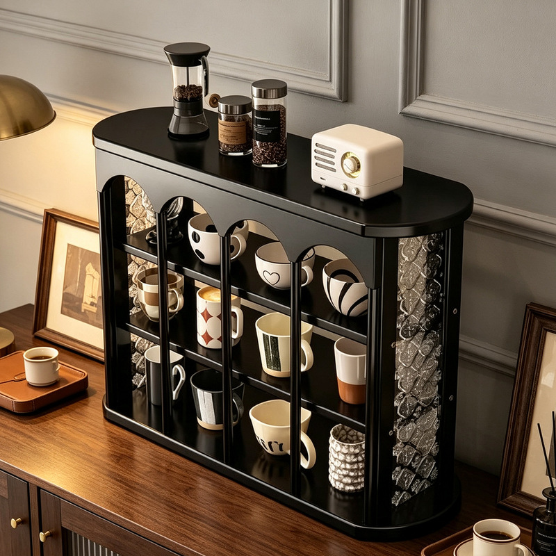 Nine-Compartment Cup Holder Desktop Organizer for Home Use, Coffee Cup Display Rack, Countertop Storage Shelf