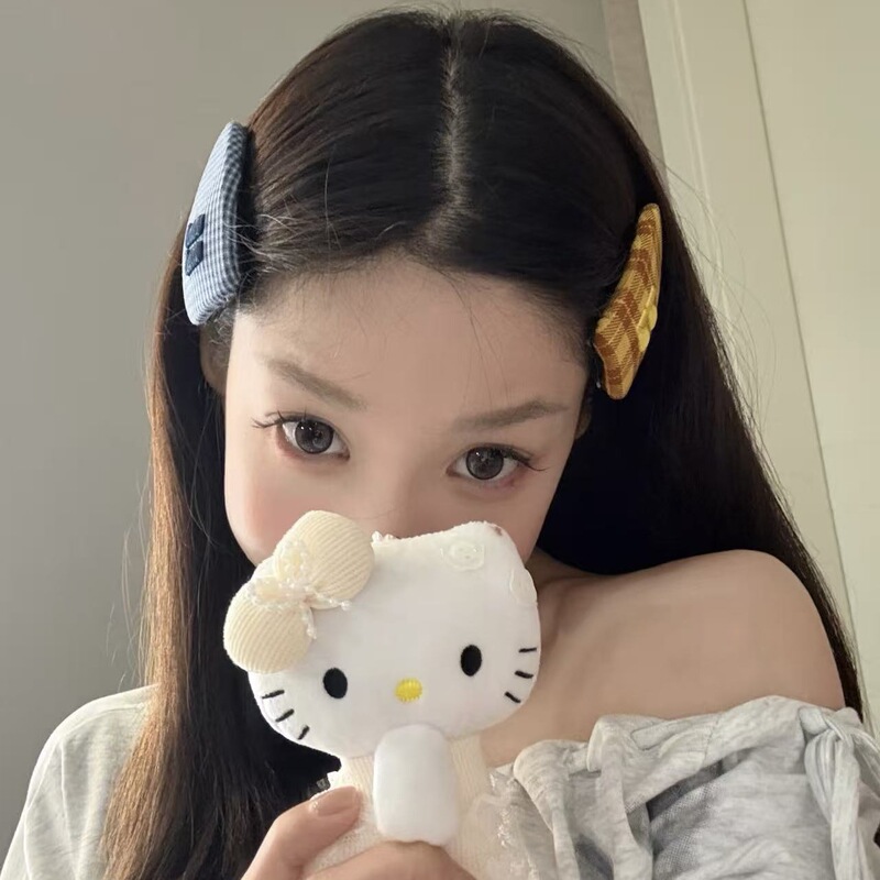 甜美少女日系可爱格纹爱心水滴发夹甜美少女心发饰头饰拍照|undefined