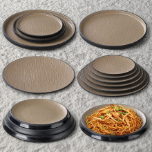 盘子菜盘感平盘商用圆盘牛排餐盘密胺轻奢餐具牛扒牛排盘商用