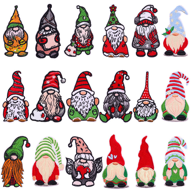 圣诞老人刺绣布贴热熔胶熨烫衣服diy补丁贴卡通电脑绣花徽章现货