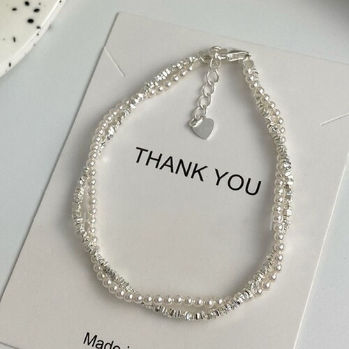 Sweet double-layer broken silver pearl bracelet for women light luxury fashion versatile temperament bracelet ins niche design feel hand jewelry