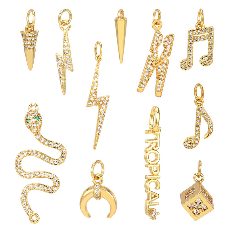 Geometric Elements Korean-style Small Fresh Sense Big Brand Same Spirit Snake Lightning Elements Moon Note Zircon Pendant Accessories