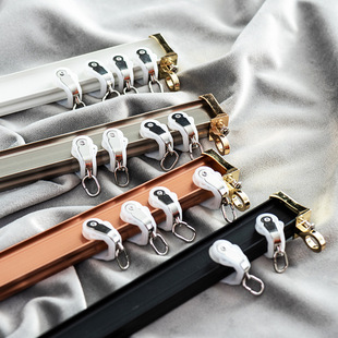 Aluminum Alloy Luxury Heavy-Duty Curved Track U-Shaped Silent Bay Window Curved Pulley Slide Top-Mounted Guide Rail Curtain Rod