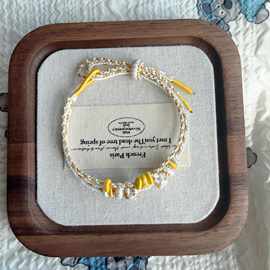 手工编织双层手绳女可穿黄金转运珠编织绳半成品diy桃花红绳手链