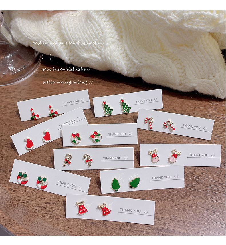 Fashion Santa Claus Christmas Socks Alloy Enamel Womenu0027S Ear Studs 1 Pair