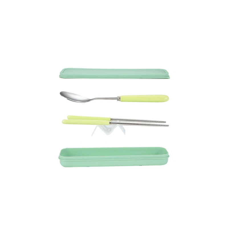 Brand cute ceramic handheld tableware for elementary school students stainless steel, set, chopsticks, spoon, Birthday gift