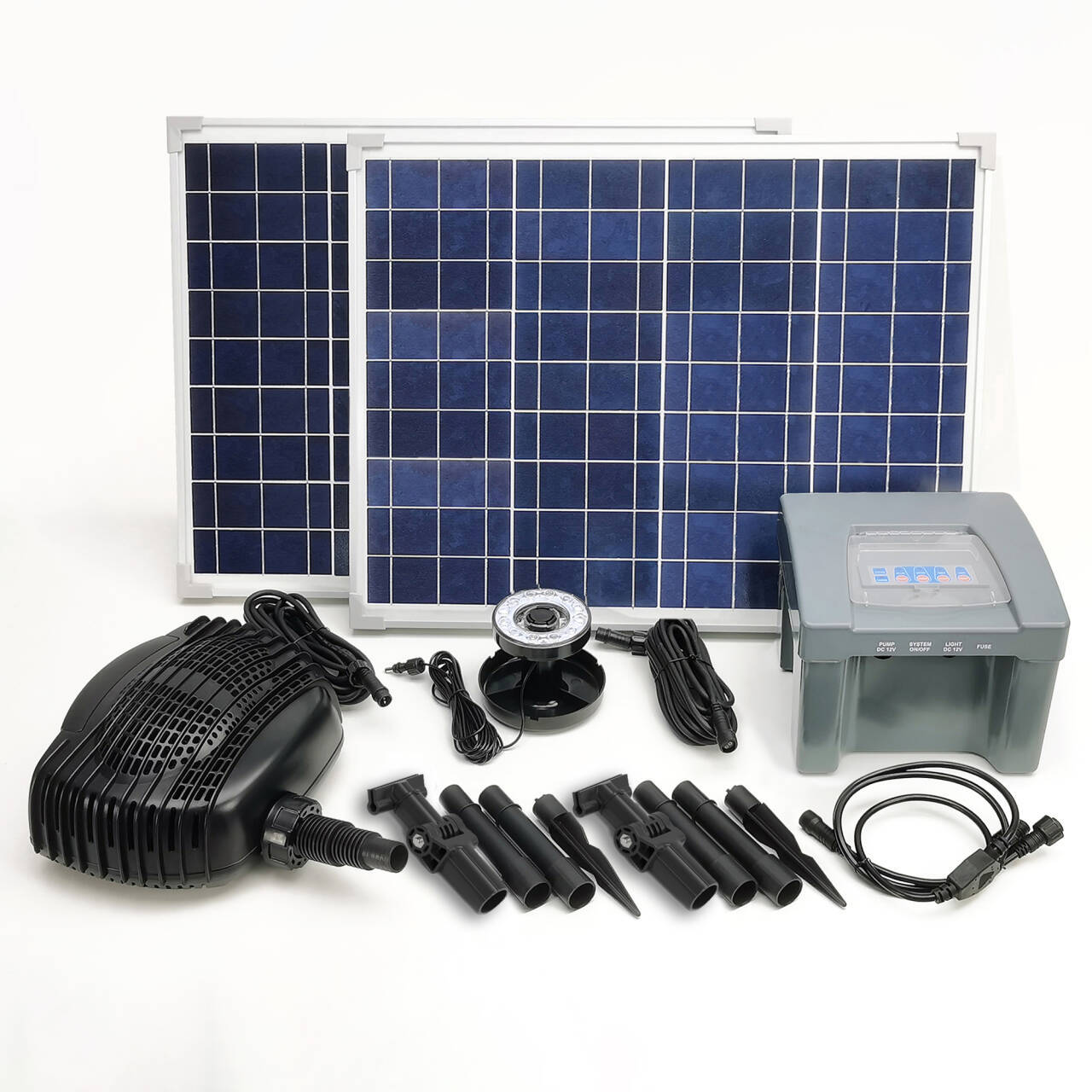 70W/18VLED灯太阳能瀑布泵带电池包花园池塘造景-SPBL100-801830D