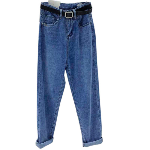 Women's Autumn Plus Size Loose Harlon Straight Leg Jeans, Slimming Nine-Inch High-Waist Radish Father Pants