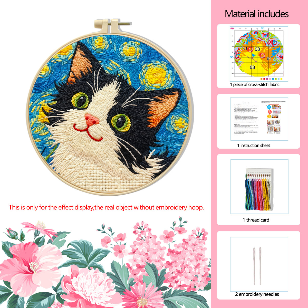 Gato bajo las estrellas - paquete básico de material de aguja