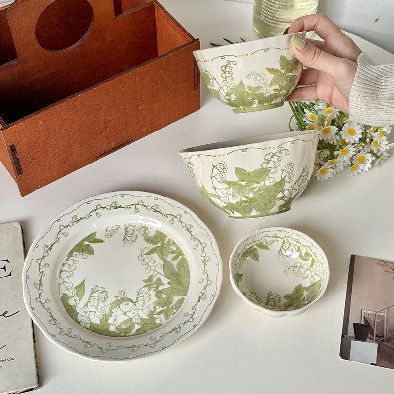 Especially Beautiful Lily-Of-The-Valley Dinnerware Set, 2025 New Ceramic Dinner Plates, Household Deep Plates and Noodle Bowls Especially Beautiful Lily-Of-The-Valley Dinnerware Set, 2025 New Ceramic Dinner Plates, Household Deep Plates and Noodle Bowls