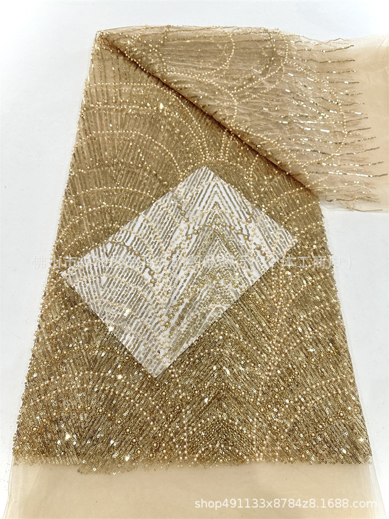 Tejido de bordado de industria pesada, tejido de bordado de sequinilla, tela de malla, cuentas de bordado, fabricantes de tela de bordado en stock al por mayor image 10