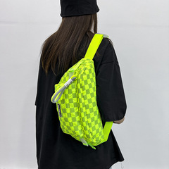 腰包女韓版ins風原宿格子單肩包休閒百搭運動洋氣少女胸包手機包