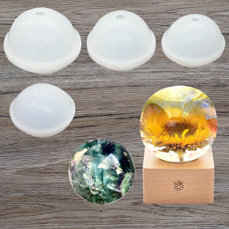 亚马逊diy滴胶球体模具圆球星球小夜灯摆件水晶蜡烛圆球硅胶模具