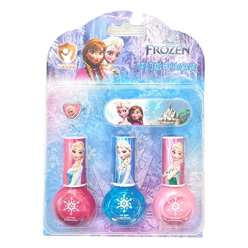 Disney Frozen Nail Patch Makeup Toy Environmentally Friendly Harmless Quick-Drying Tearable Nail Polish Set for Children