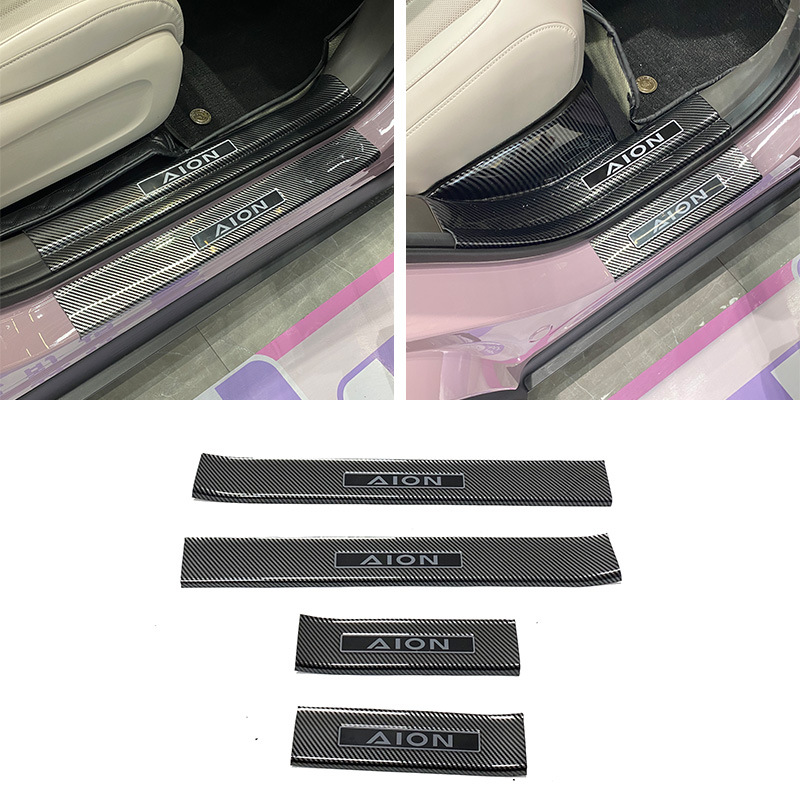Suitable for 25 Models of Trumpchi Aion Ut Carbon Fiber Pattern Door Sill Strips, Welcome Step Plates, Trunk Guard Plates, and Tailgate Protection Strips