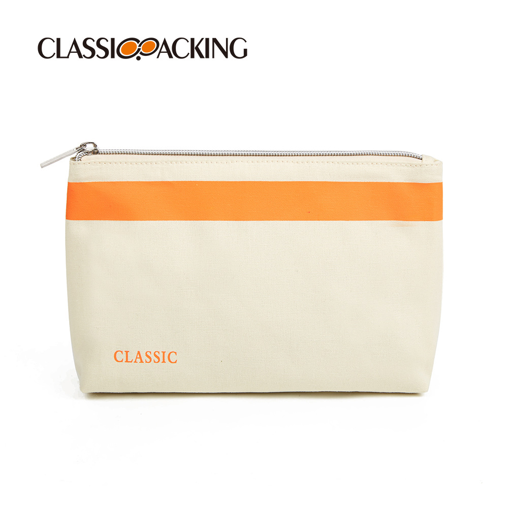 Bolsa de almacenamiento moderna y sencilla, material de lona, bolsa de almacenamiento para el cuidado de la piel de viaje, bolsa de lavado de gran capacidad, logotipo imprimible