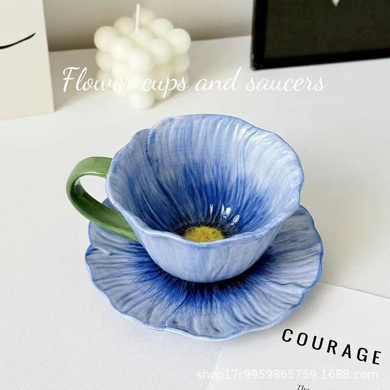 Tazas de café de cerámica transfronteriza, platos, flores pintadas a mano, nuevas tazas de leche de té de la tarde de estilo chino, nuevas redes populares image 9
