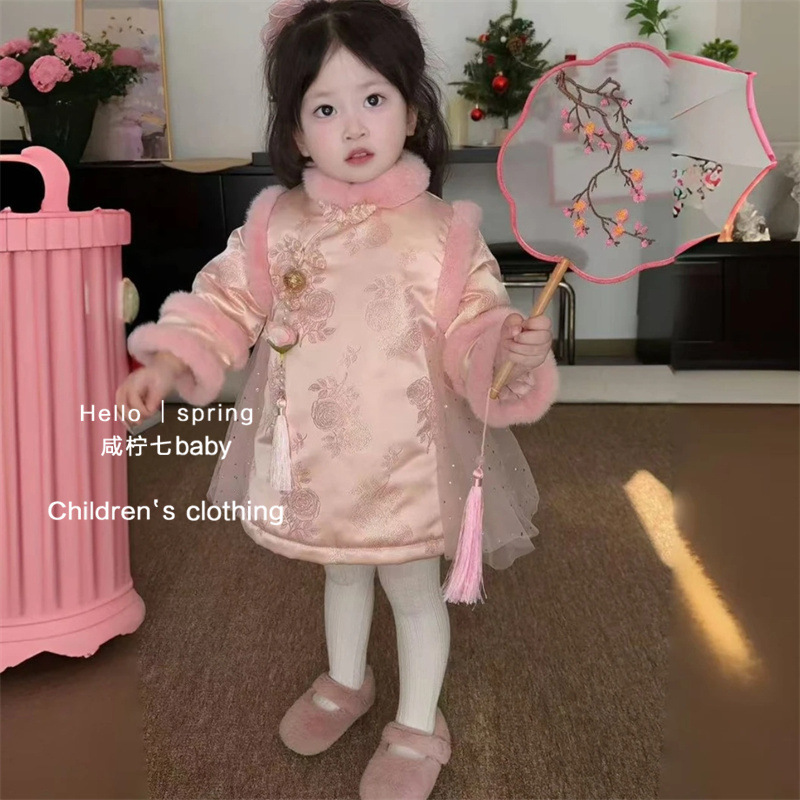 2025 nuevo vestido de aniversario de invierno para niños y niñas bebés chinos cheongsam vestido de princesa