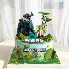 三角洲行动生日蛋糕装饰插件卡通游戏男孩男生烘焙装扮插牌装饰品