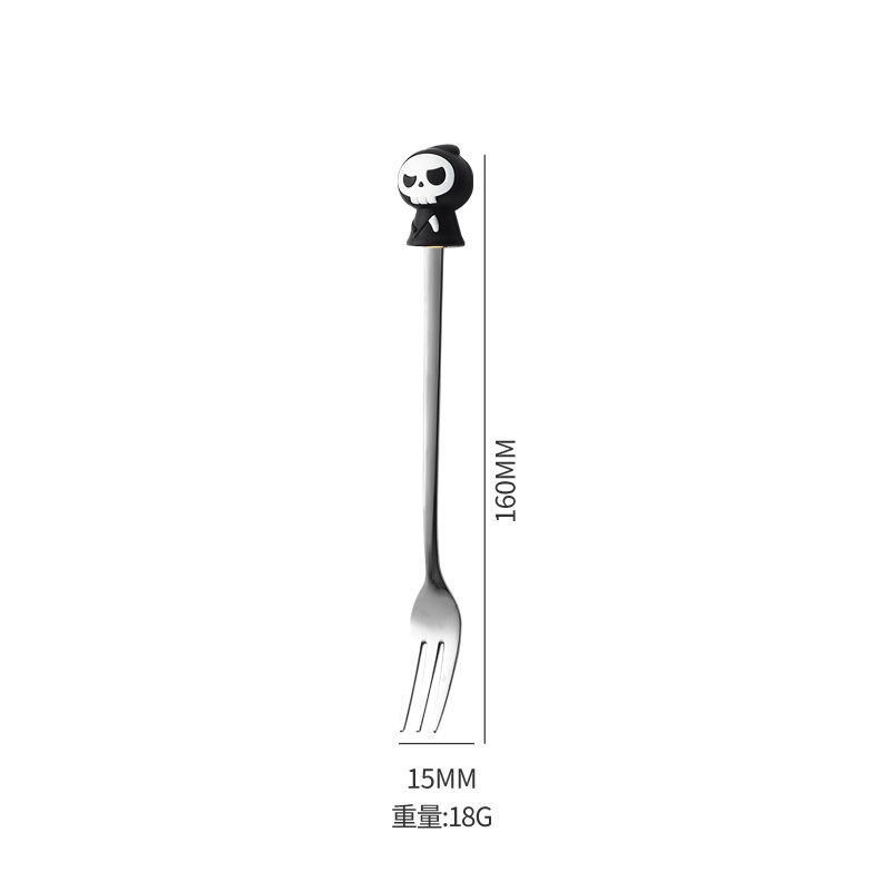 316不锈钢勺子叉子餐具套装创意万圣节叉勺套装蛋糕甜品勺水果叉|undefined