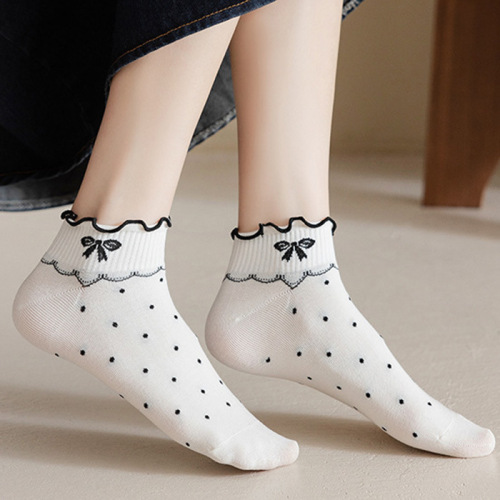 Lace socks women's short socks summer thin sweet and cute fungus edge boat socks Japanese jk black and white student socks