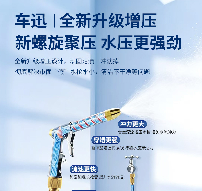 Car Wash Water Gun Nozzle Connects to Household Tap Water, High-Pressure Washing Nozzle, Faucet Quick Connector Accessories
