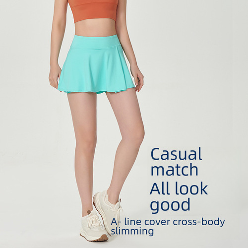 Ade Summer Short Slimming Sports Yoga Skirt Waist Cincher Fitness Pants Skirt Ice Silk Sun Protection Breathable Tennis Skirt 